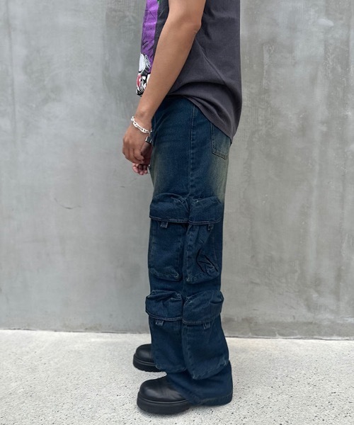 STYLISE（スタイライズ）の「【STYLISE / スタイライズ】ユーティリティ デニム カーゴパンツ（デニムパンツ・メンズ・ブラック系その他/ブルー系その他・M/S/L）」の3枚目の写真