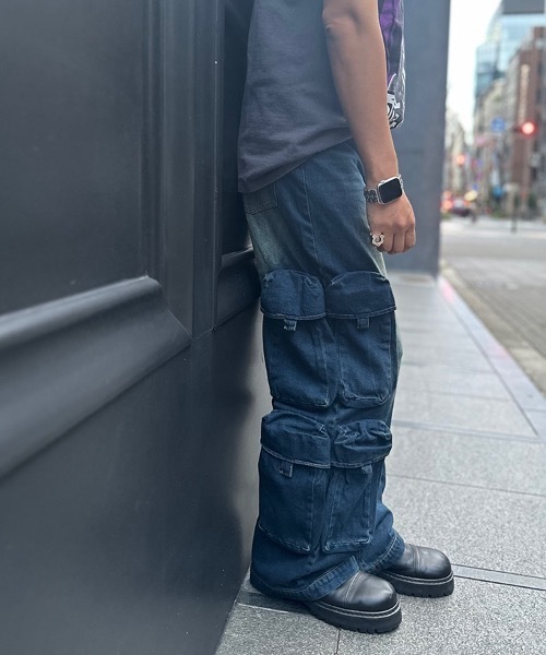 STYLISE（スタイライズ）の「【STYLISE / スタイライズ】ユーティリティ デニム カーゴパンツ（デニムパンツ・メンズ・ブラック系その他/ブルー系その他・M/S/L）」の9枚目の写真