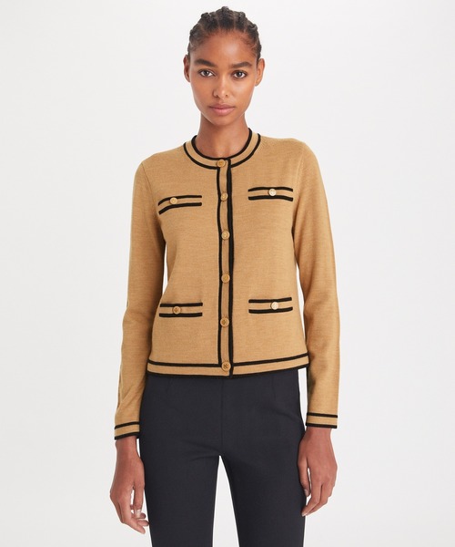 TORY BURCH(トリーバーチ)の「ケンドラ カーディガン(ニット/セーター・レディース・ブラック/クリーム/サンドベージュ・L/S/XS/XL/M/XXS)」の5枚目の写真