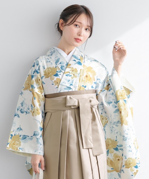 floroレディース袴4点セット （着物・襦袢・下帯・袴）（着物