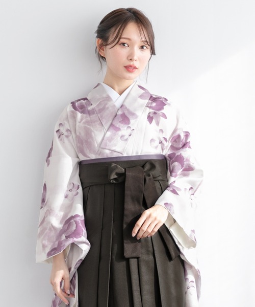 floroレディース袴4点セット （着物・襦袢・下帯・袴）（着物 