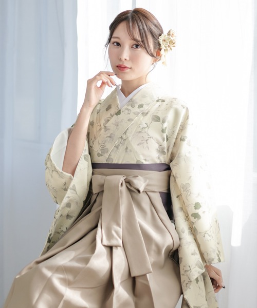 floroレディース袴4点セット （着物・襦袢・下帯・袴）（着物 