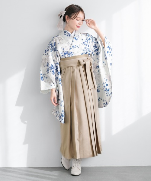 セール】floroレディース袴4点セット （着物・襦袢・下帯・袴）（着物