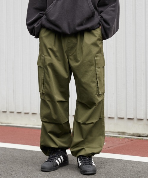 WEGO（ウィゴー）の「WEGO/イージーワイドカーゴパンツ（カーゴパンツ・メンズ・ホワイト/ブラック/カーキ・LARGE/MEDIUM/SMALL）」の3枚目の写真