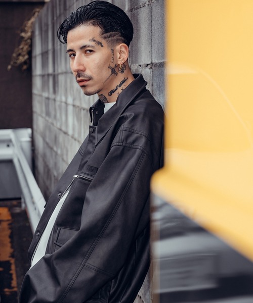 Subciety（サブサエティ）の「Faded faux leather blouson（ブルゾン・メンズ・ブラウン/ブラック・X-LARGE/LARGE/MEDIUM/SMALL）」の5枚目の写真
