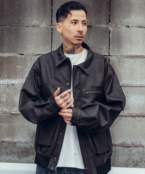 セール】Faded faux leather blouson（ブルゾン）｜Subciety