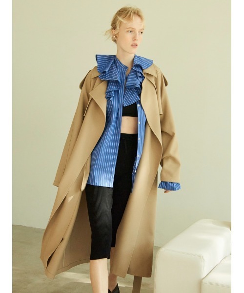 Mila Owen（ミラオーウェン）の「デタッチャブルラッフルブラウス【手洗い可能】（シャツ/ブラウス・レディース・ブルー/ネイビー/ホワイト・0/1）」の4枚目の写真