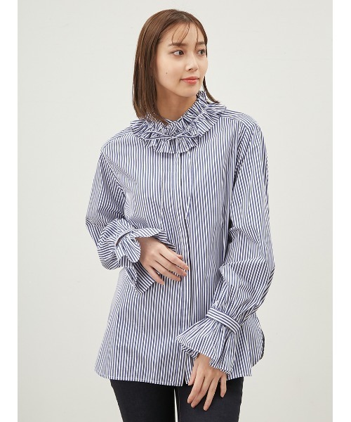 Mila Owen（ミラオーウェン）の「デタッチャブルラッフルブラウス【手洗い可能】（シャツ/ブラウス・レディース・ブルー/ネイビー/ホワイト・0/1）」の22枚目の写真