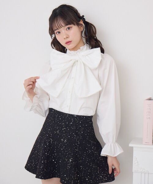 ems excite(エムズエキサイト)の「ピコレースボウタイBL(シャツ/ブラウス・レディース・ブルー/ホワイト/ライトグレー・FREE)」の5枚目の写真