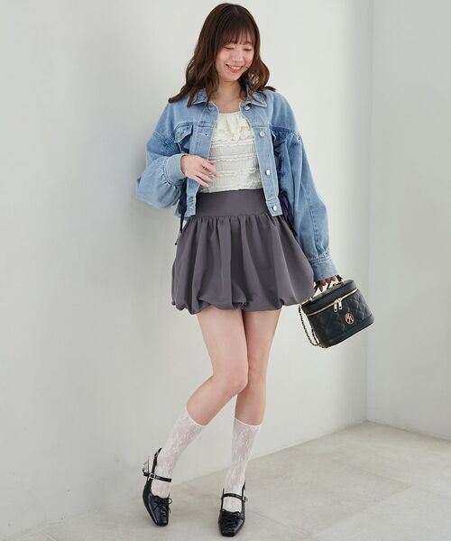 MAJESTIC LEGON(マジェスティックレゴン)の「ハイウエストバルーンミニスカパン(スカート・レディース・ブラック/グレー/アイボリー・MEDIUM)」の10枚目の写真