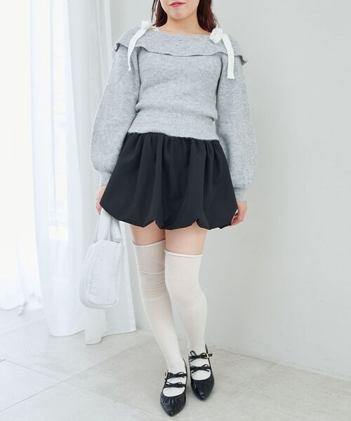 MAJESTIC LEGON(マジェスティックレゴン)の「ハイウエストバルーンミニスカパン(スカート・レディース・ブラック/グレー/アイボリー・MEDIUM)」の18枚目の写真