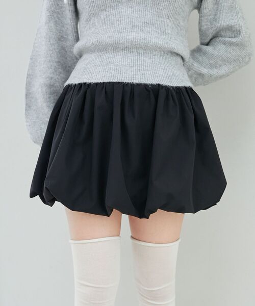 MAJESTIC LEGON(マジェスティックレゴン)の「ハイウエストバルーンミニスカパン(スカート・レディース・ブラック/グレー/アイボリー・MEDIUM)」の21枚目の写真