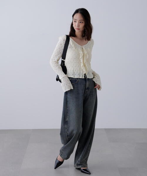 FREE'S MART(フリーズマート)の「◆レースラッフルカットソーブラウス(シャツ/ブラウス・レディース・ホワイト/レッド/ブラック・FREE)」の5枚目の写真