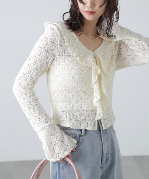 FREE'S MART(フリーズマート)の「◆レースラッフルカットソーブラウス(シャツ/ブラウス・レディース・ホワイト/レッド/ブラック・FREE)」の14枚目の写真