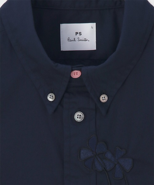 PS Paul Smith(ピーエスポールスミス)の「"Flower Embroidery" カジュアルシャツ / 152300 599RE(シャツ/ブラウス・メンズ・ホワイト/ネイビー・LARGE/X-LARGE/SMALL/MEDIUM)」の3枚目の写真