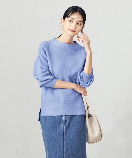 a.v.v（アーヴェヴェ）の「ラメ混ガーターチュニックニット（ニット/セーター・レディース・ダークインディゴブルー/アイボリー・36/40/38/42）」の2枚目の写真