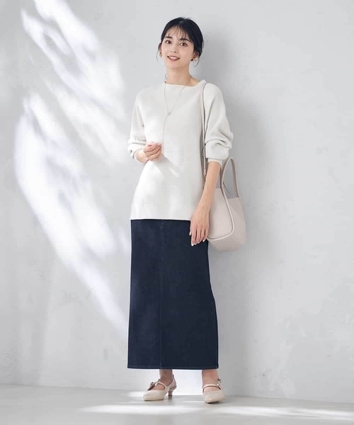 a.v.v（アーヴェヴェ）の「ラメ混ガーターチュニックニット（ニット/セーター・レディース・ダークインディゴブルー/アイボリー・36/40/38/42）」の15枚目の写真