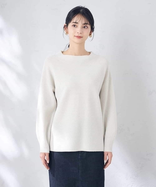 a.v.v（アーヴェヴェ）の「ラメ混ガーターチュニックニット（ニット/セーター・レディース・ダークインディゴブルー/アイボリー・36/40/38/42）」の17枚目の写真