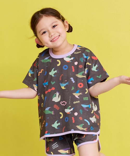 MARKEY'S(マーキーズ)の「Subikiawa/別注 総柄Tシャツ【セットアップ可能】(セットアップ・キッズ・オフホワイト/ブラック・110/100/90/130/80/120)」の2枚目の写真