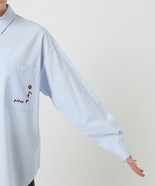 Lar×relume 刺繍シャツ　青 ジャーナルスタンダード レリューム JOURNAL STANDARD relume