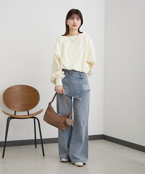 mline ストレートデニムフレア&レイヤードベルトビスチェ mline ストレートデニムフレア&レイヤードベルトビスチェ