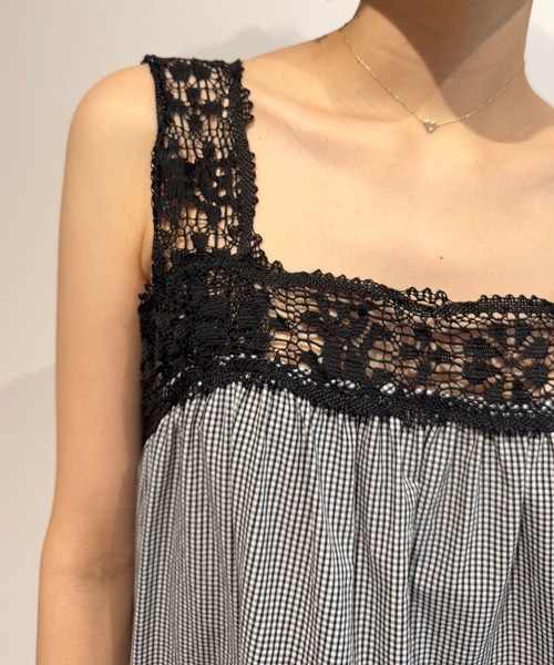 HOLIDAY（ホリデイ）の「KUMA LACE GINGHAM CHECK VOLUME MINI DRESS