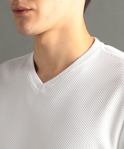 MONSIEUR NICOLE（ムッシュニコル）の「グラフィックジャカード VネックTシャツ（Tシャツ/カットソー・メンズ・ホワイト/ライトグレー/ブラック/ブルーグレー・MEDIUM/LARGE/X-LARGE）」の17枚目の写真