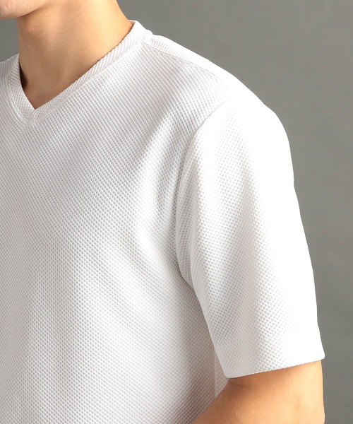 MONSIEUR NICOLE（ムッシュニコル）の「グラフィックジャカード VネックTシャツ（Tシャツ/カットソー・メンズ・ホワイト/ライトグレー/ブラック/ブルーグレー・MEDIUM/LARGE/X-LARGE）」の16枚目の写真