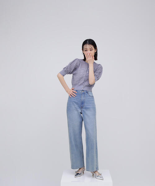 NATURAL BEAUTY BASIC（ナチュラルビューティーベーシック）の「◇【BLANC】シアージャガードクロップドカーディガン（カーディガン/ボレロ・レディース・グレー/ピンク/オフホワイト・FREE）」の4枚目の写真