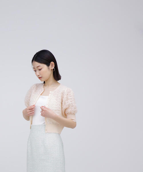 NATURAL BEAUTY BASIC（ナチュラルビューティーベーシック）の「◇【BLANC】シアージャガードクロップドカーディガン（カーディガン/ボレロ・レディース・グレー/ピンク/オフホワイト・FREE）」の12枚目の写真