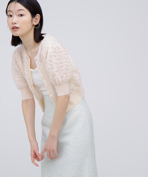NATURAL BEAUTY BASIC（ナチュラルビューティーベーシック）の「◇【BLANC】シアージャガードクロップドカーディガン（カーディガン/ボレロ・レディース・グレー/ピンク/オフホワイト・FREE）」の16枚目の写真