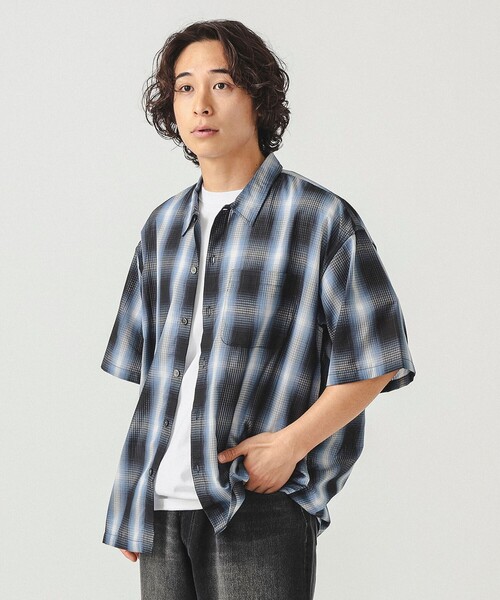 ブラウス シャツ 「UNISEX」SLOW ACID／オンブレチェックシャツ レディース メンズ オンブレ チェックシャツ（SLOWACID／レディーストップス