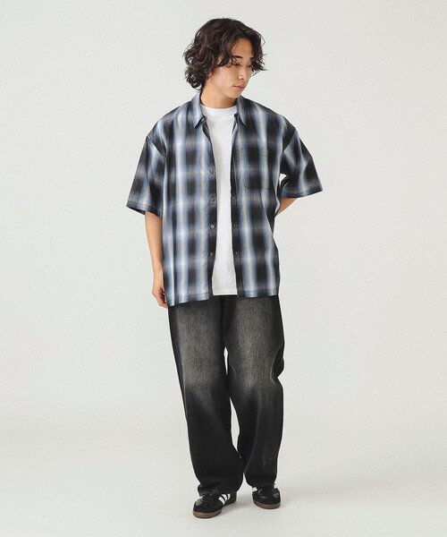 BEAMS（ビームス）の「オンブレ チェック ルーズ シャツ（シャツ/ブラウス・メンズ・ブルー/ブラック・S/M/L/XL）」の7枚目の写真