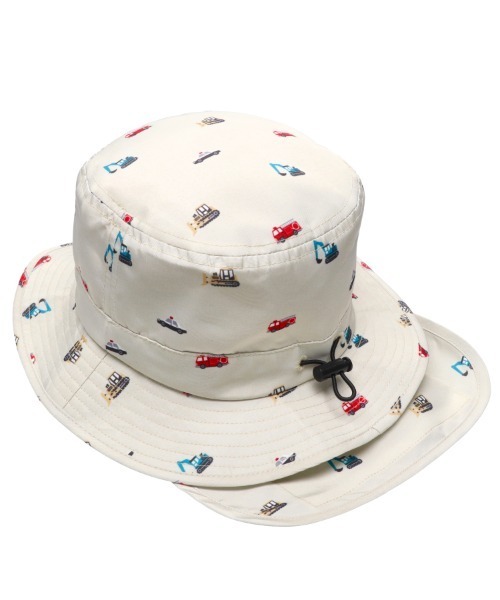 Kids Foret（キッズフォーレ）の「働く車柄撥水ハット・帽子（ハット・キッズ・ネイビー/ベージュ・50/52/54/56）」の2枚目の写真