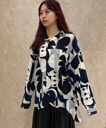 【INTERPLAY】Open Collar Over Size Shirt【4:Pattern】-2
