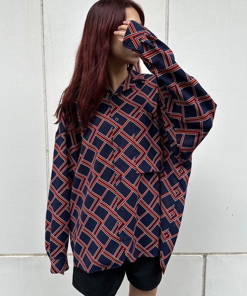 INTERPLAY（インタープレイ）の「【INTERPLAY】Open Collar Over Size Shirt【4：Pattern】-2（シャツ/ブラウス・メンズ・ベージュ系/ピンク系その他2/ネイビー系/ホワイト系/ピンク系その他・FREE）」の19枚目の写真