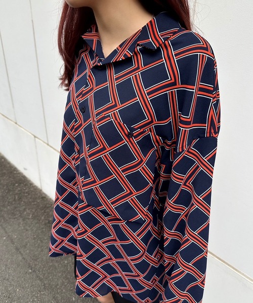 INTERPLAY（インタープレイ）の「【INTERPLAY】Open Collar Over Size Shirt【4：Pattern】-2（シャツ/ブラウス・メンズ・ベージュ系/ピンク系その他2/ネイビー系/ホワイト系/ピンク系その他・FREE）」の20枚目の写真