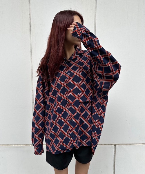 INTERPLAY（インタープレイ）の「【INTERPLAY】Open Collar Over Size Shirt【4：Pattern】-2（シャツ/ブラウス・メンズ・ベージュ系/ピンク系その他2/ネイビー系/ホワイト系/ピンク系その他・FREE）」の22枚目の写真