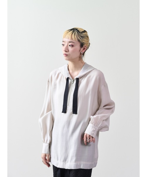 DOLLUPOOPS（ドールアップウップス）の「テープ配色シアーフーディートップス（パーカー・レディース・ブラック/ライトベージュ・38）」の18枚目の写真