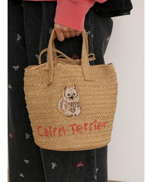 Samansa Mos2（サマンサ モスモス）の「ドッグ刺繍カゴバッグ（ハンドバッグ・レディース・オフホワイト/ブラウン・F）」の6枚目の写真