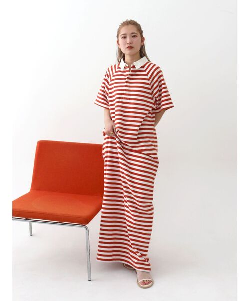 Ungrid（アングリッド）の「ビッグシルエットボーダーワンピース（ワンピース・レディース・ブルー/オレンジ・FREE）」の7枚目の写真