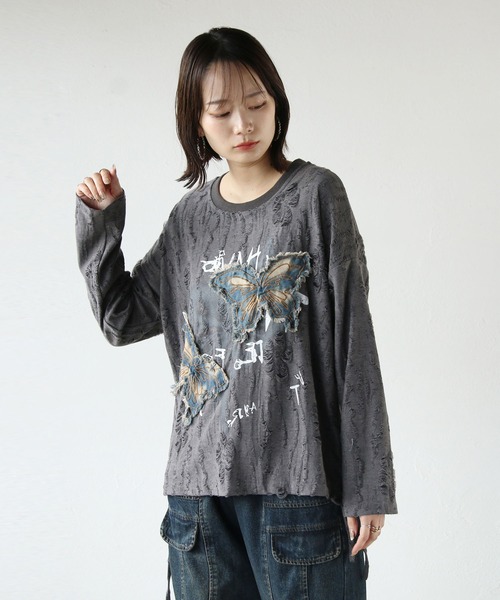 OTONA（オトナ）の「ダメージトップス（Tシャツ/カットソー・レディース・グレー・FREE）」の7枚目の写真