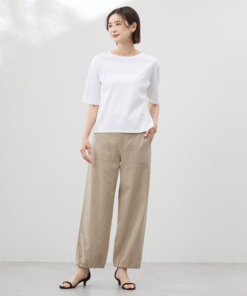 J.PRESS Ladies(J.プレス レディス)の「【洗える】フライスジャージー カットソー(Tシャツ/カットソー・レディース・ブラック系/ふじ色系/ホワイト系・SMALL)」の4枚目の写真