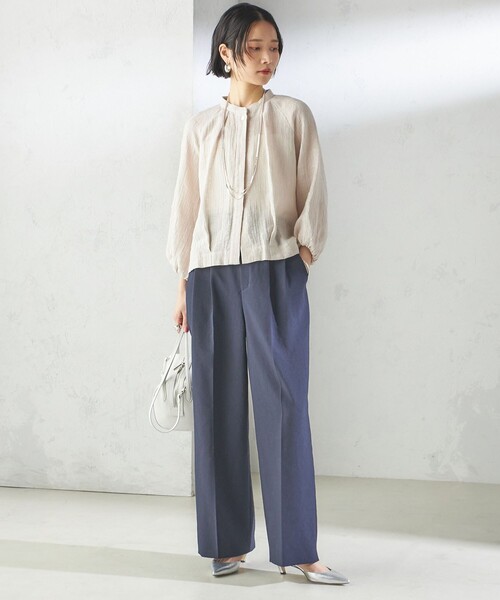 SHIPS(シップス)の「【SHIPS別注】assiette:〈手洗い可能〉クリンクル リネン 羽織 ブラウス(シャツ/ブラウス・レディース・ブラック/ベージュ・ONE SIZE)」の14枚目の写真