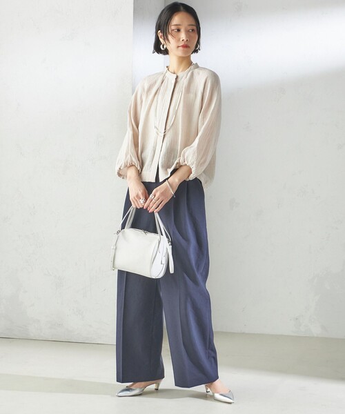 SHIPS(シップス)の「【SHIPS別注】assiette:〈手洗い可能〉クリンクル リネン 羽織 ブラウス(シャツ/ブラウス・レディース・ブラック/ベージュ・ONE SIZE)」の15枚目の写真