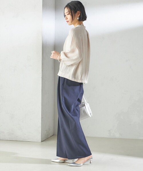 SHIPS(シップス)の「【SHIPS別注】assiette:〈手洗い可能〉クリンクル リネン 羽織 ブラウス(シャツ/ブラウス・レディース・ブラック/ベージュ・ONE SIZE)」の16枚目の写真