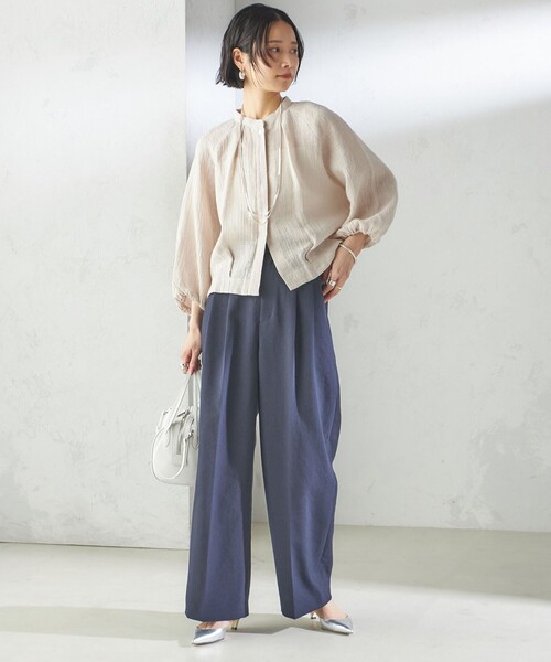 SHIPS(シップス)の「【SHIPS別注】assiette:〈手洗い可能〉クリンクル リネン 羽織 ブラウス(シャツ/ブラウス・レディース・ブラック/ベージュ・ONE SIZE)」の19枚目の写真