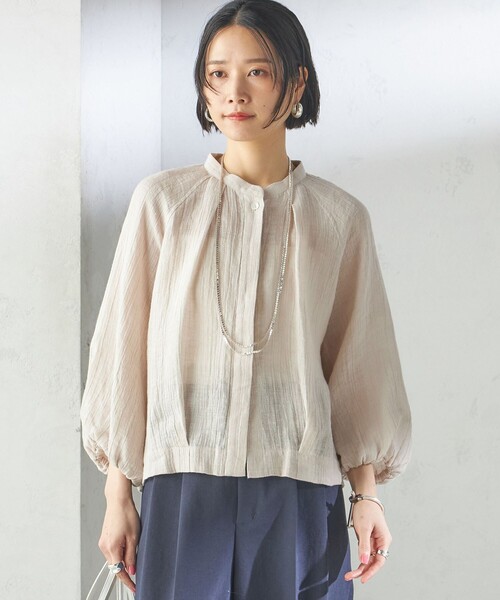 SHIPS(シップス)の「【SHIPS別注】assiette:〈手洗い可能〉クリンクル リネン 羽織 ブラウス(シャツ/ブラウス・レディース・ブラック/ベージュ・ONE SIZE)」の20枚目の写真