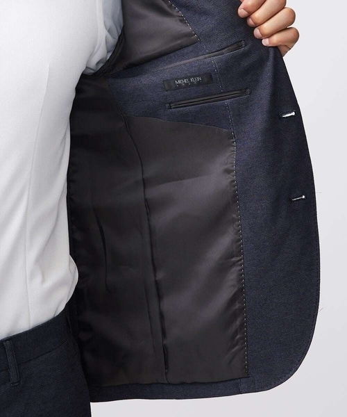 MICHEL KLEIN HOMME (ミッシェルクランオム)の「【セットアップ】ジャージテーラードジャケット【BODY MAKE】(テーラードジャケット・メンズ・ネイビー/ブラック・MEDIUM/LARGE/X-LARGE)」の3枚目の写真