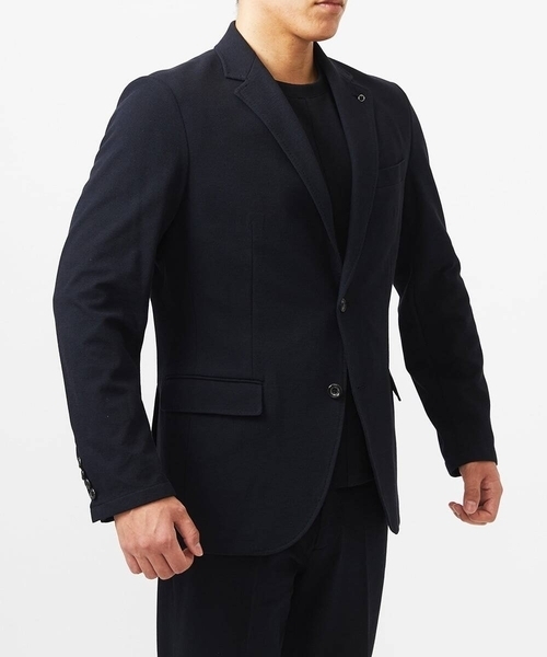 MICHEL KLEIN HOMME (ミッシェルクランオム)の「【セットアップ】ジャージテーラードジャケット【BODY MAKE】(テーラードジャケット・メンズ・ネイビー/ブラック・MEDIUM/LARGE/X-LARGE)」の5枚目の写真